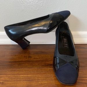 Amalfi Italy Classic Block Heel Loafer Slip-on Black Size 8.5 Made in Italy